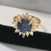 4582 Pierścionek złoty pozłacany 14k lapis lazuli kamień naturalny regulowany